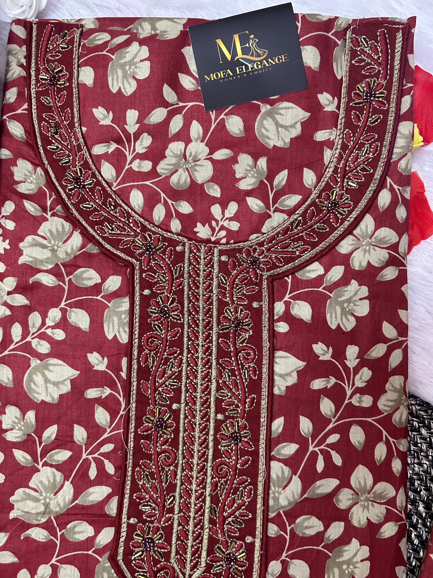 RED MAROON SUIT WITH THREAD WORK