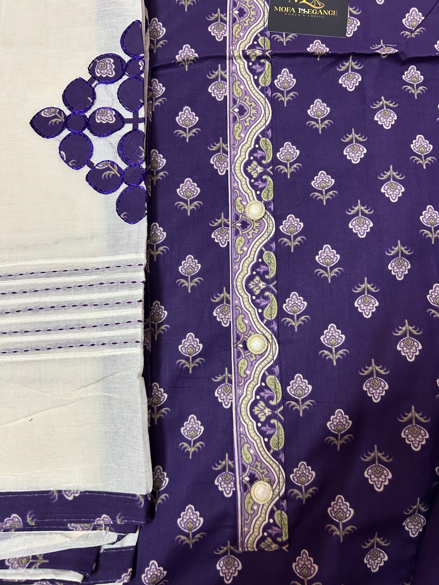 VOILET JAM COTTON SUIT WITH BEAUTIFUL JAIPURI PRINT