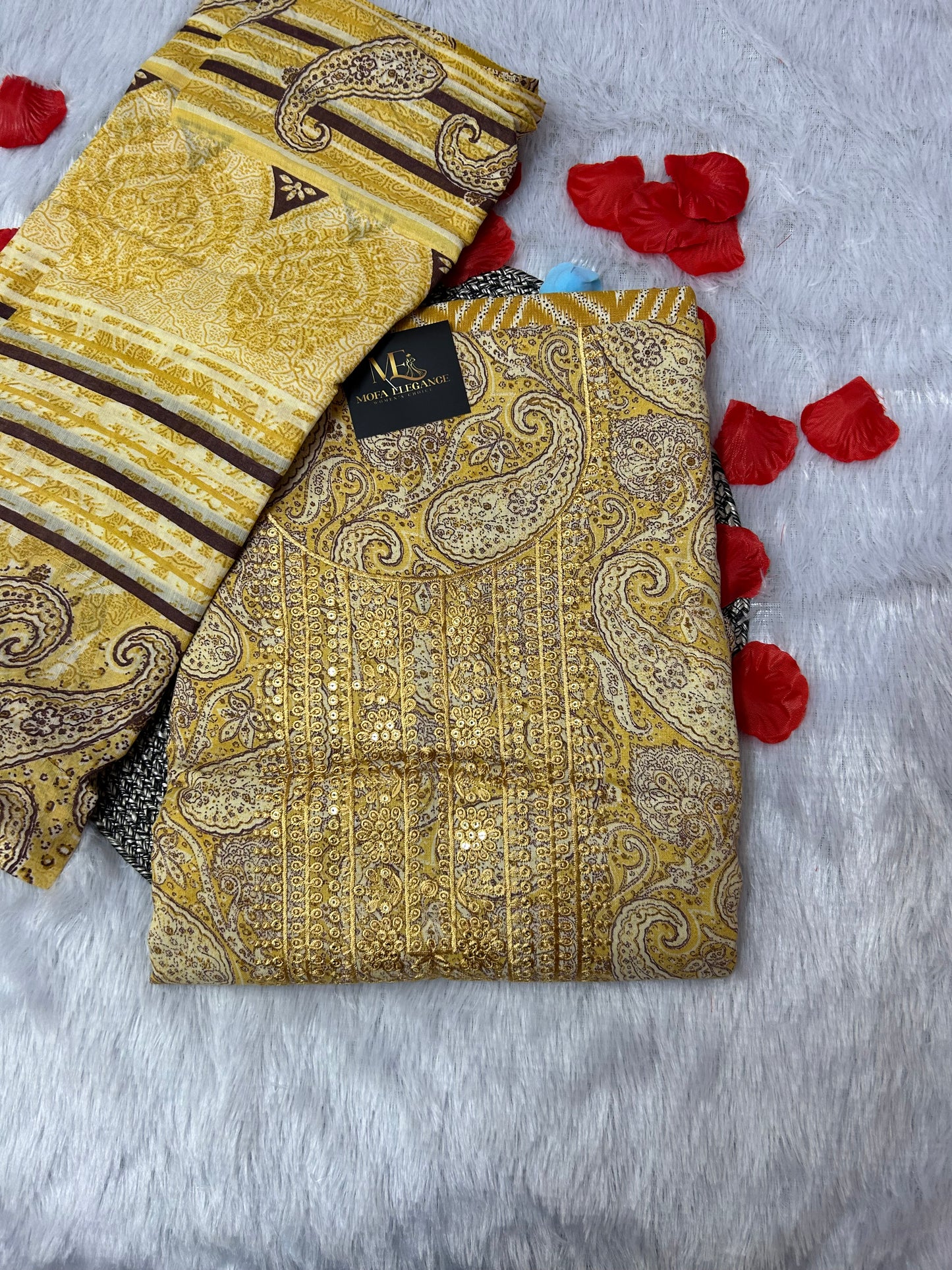 YELLOW COTTON SUIT WITH THREAD WORK