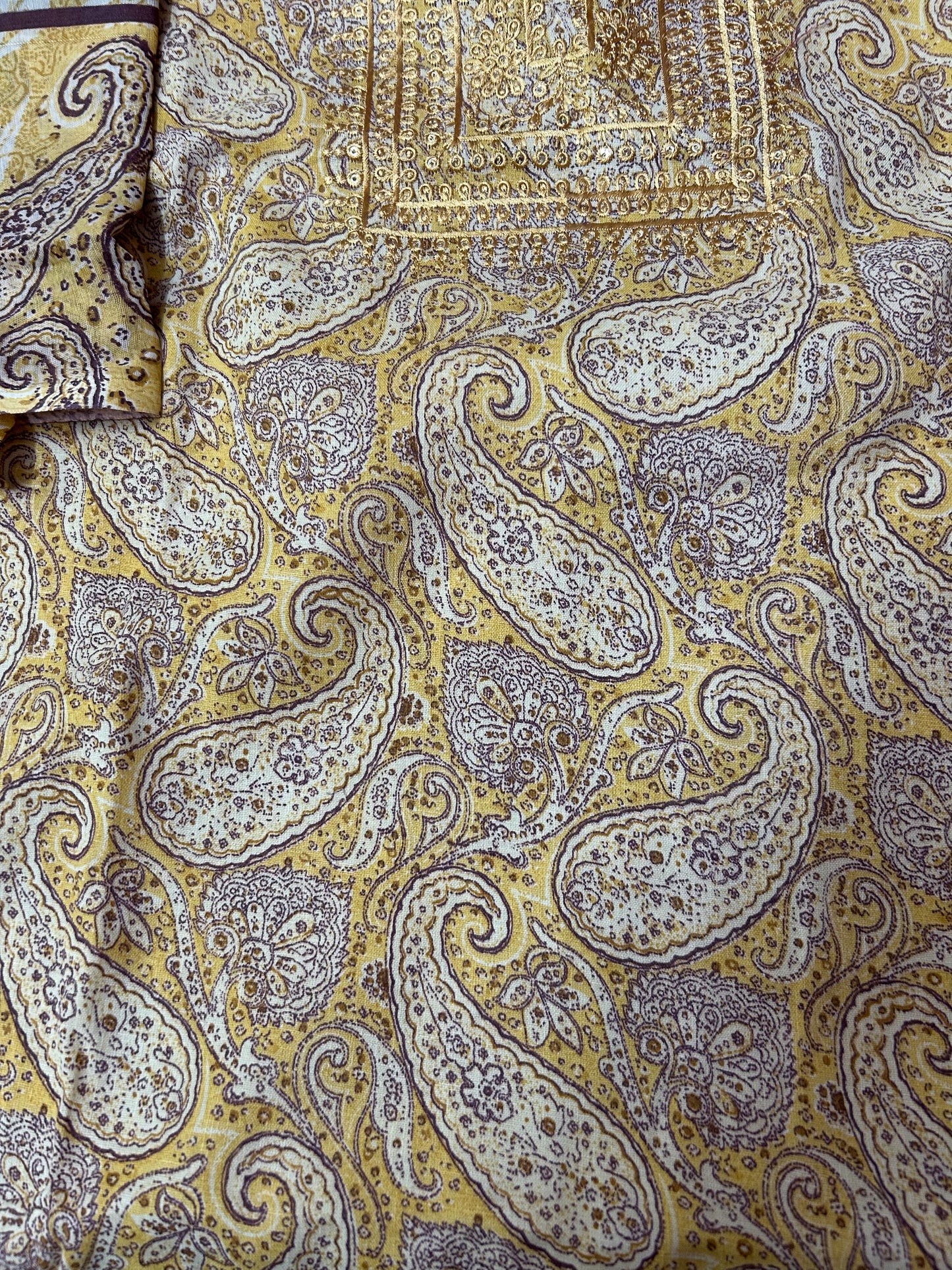 YELLOW COTTON SUIT WITH THREAD WORK