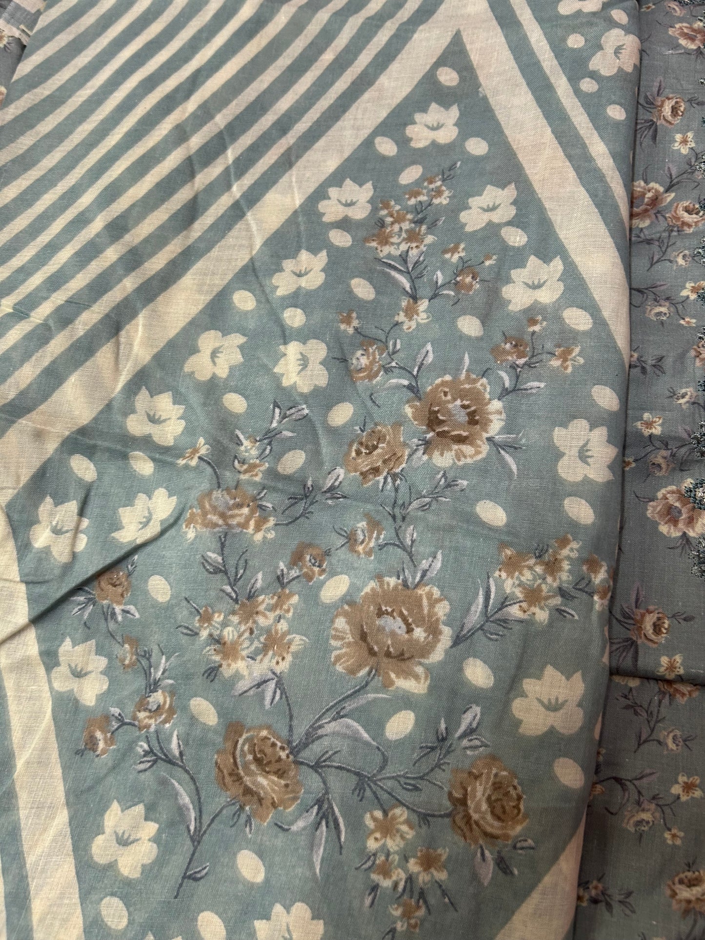 SKYBLUE COTTON SUIT WITH THREAD WORK