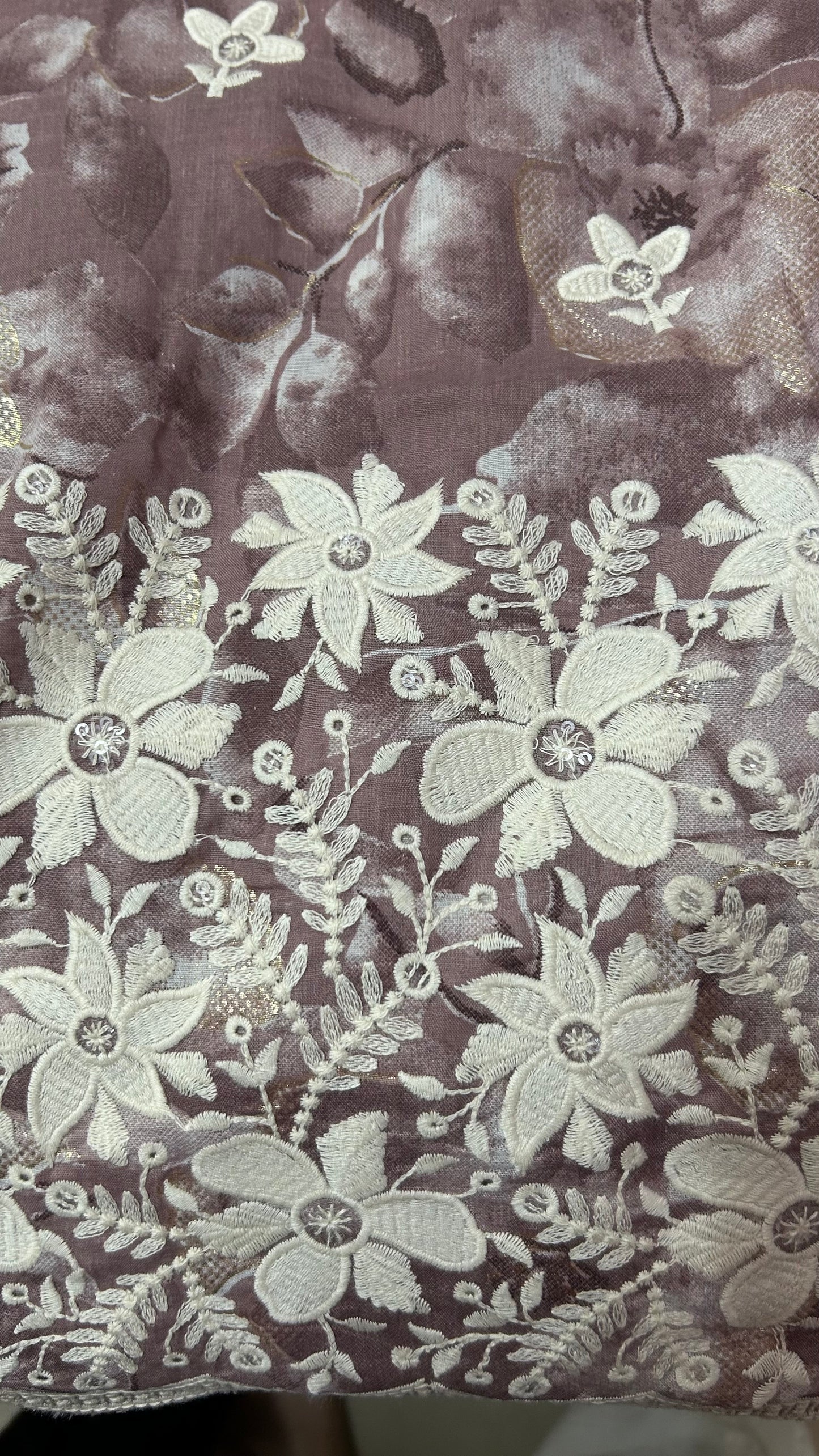 BROWN COTTON SUIT WITH EMBROIDERY THREAD