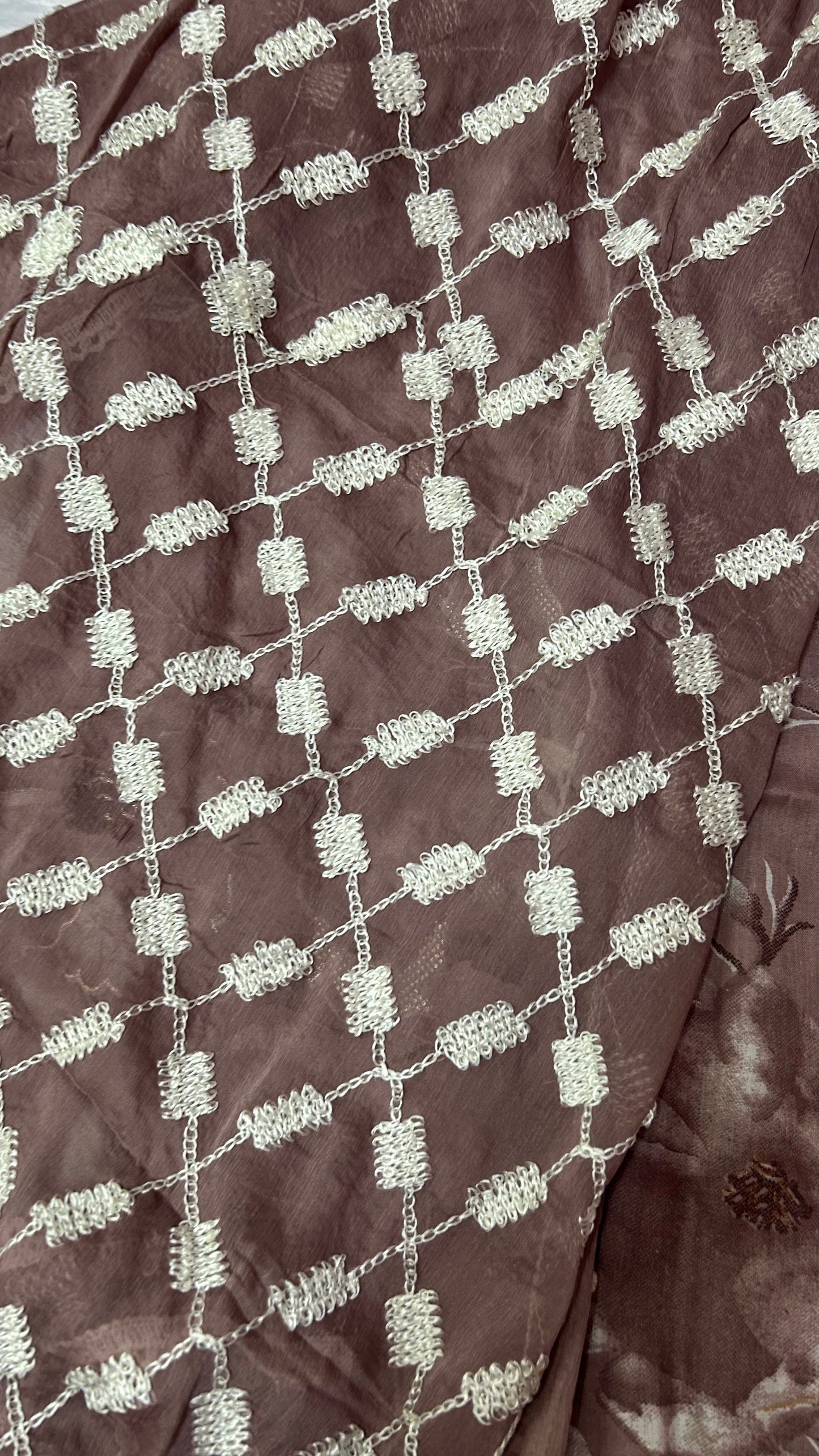 BROWN COTTON SUIT WITH EMBROIDERY THREAD