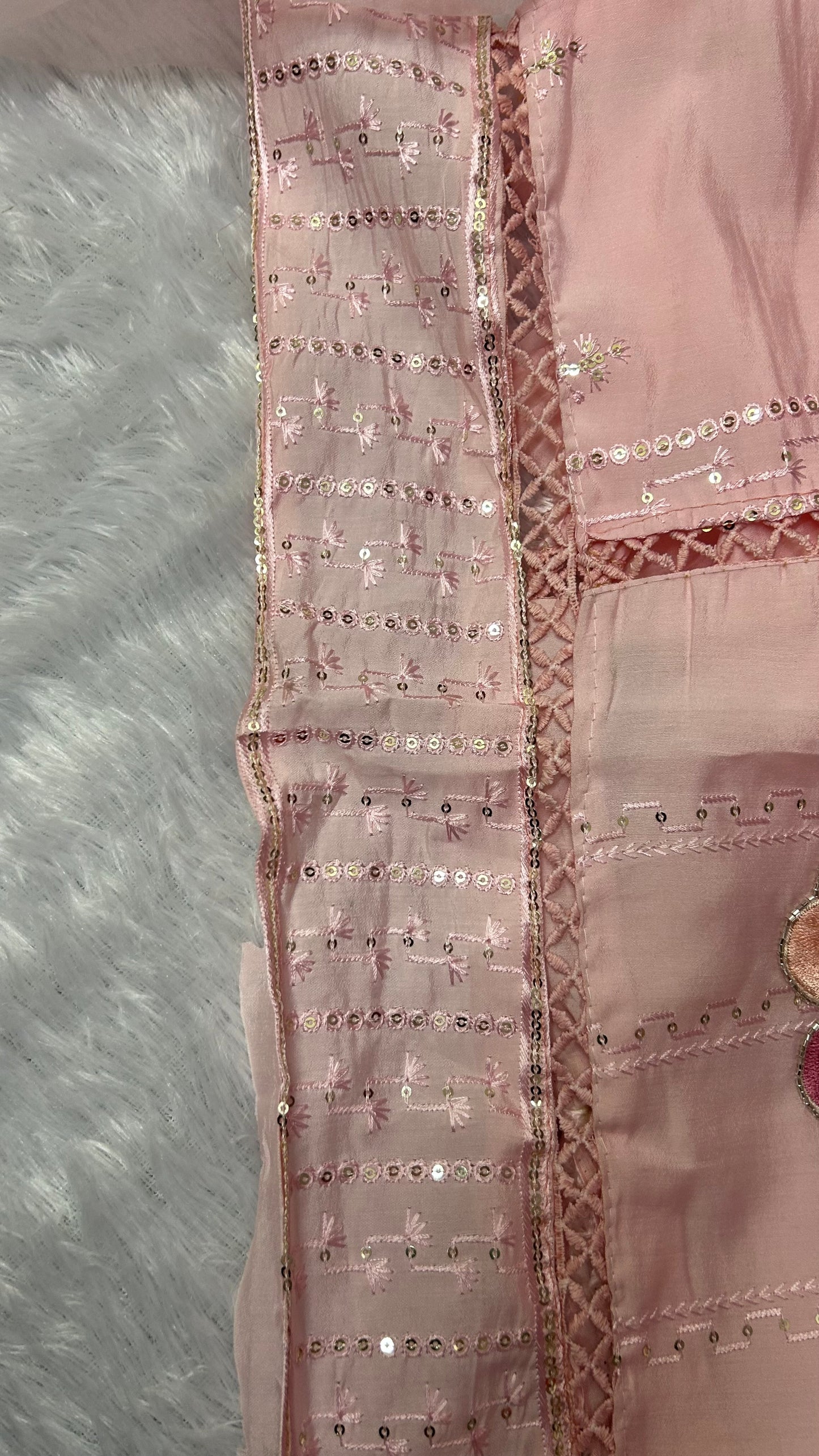 PINK SOFT ORGANZA SUIT WITH EMBROIDERY WORK