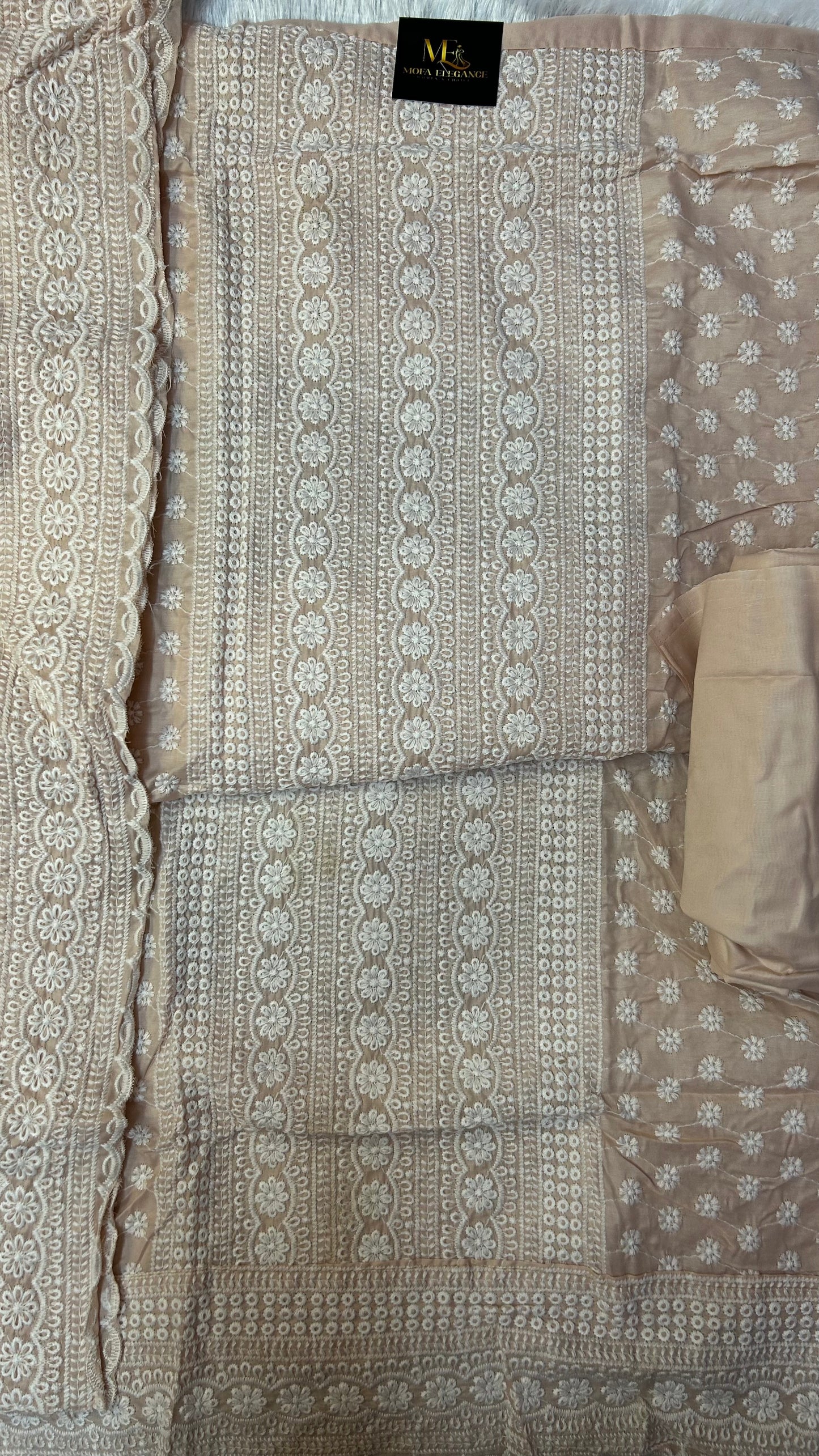 CREAM COTTON SUIT WITH THREAD WORK